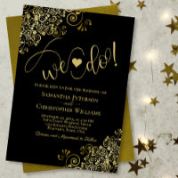 We Do! Elegant Frilly Black & Gold Wedding