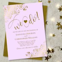 We Do! Elegant Frilly Lilac Purple & Gold Wedding