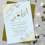 We Do! Elegant Frilly Powder Blue & Gold Wedding Invitation<br><div class="desc">This beautiful wedding invitation is simple, modern, elegant, and fun. It features a beautiful powder blue and gold design with lacy golden faux foil frills and modern script lettering spelling out: We Do! with a cute heart positioned between the words. Romantic, classy, and glam, yet whimsical and joyful, this wedding...</div>