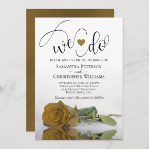 We Do! Elegant Gold Ochre Rose Romantic Wedding Invitation