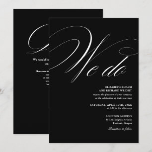 We Do Elegant QR Code Black And White Wedding Invitation