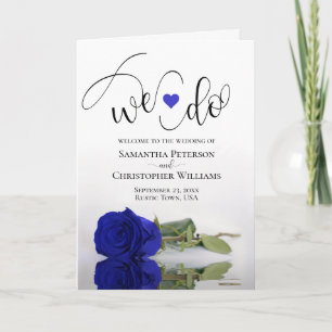 We Do Elegant Royal Blue or Cobalt Rose Wedding Programme