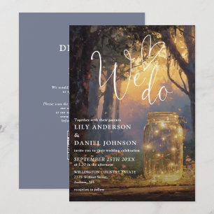 We Do Enchanted Forest Mason Jar QR Code Wedding Invitation