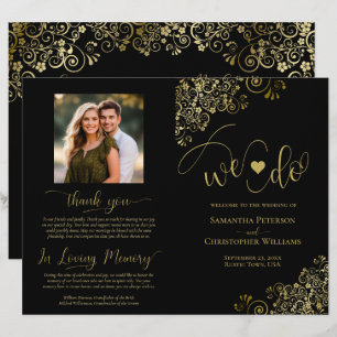 We Do! Fancy Black & Gold DIY Fold Wedding Program
