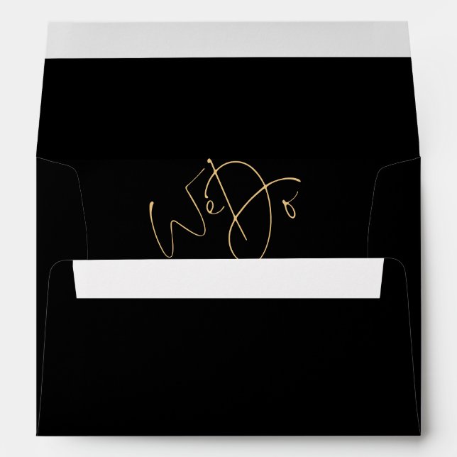 We Do Gold Name Return Address Black Wedding   Envelope (Back (Bottom))
