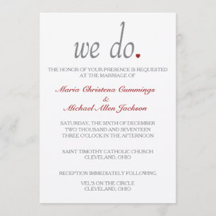 We Do Hearts Wedding Ceremony Invitation