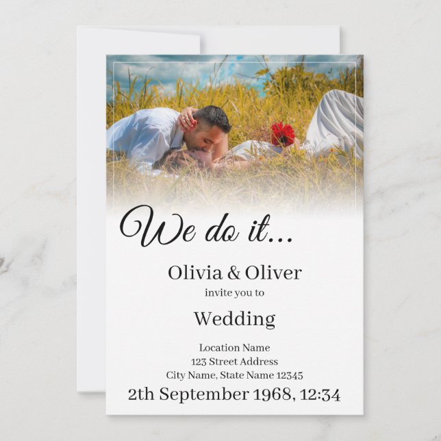 We do it - Kissing Couple on a Meadow Invitation (Front)