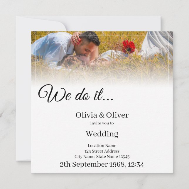 We do it - Kissing Couple on a Meadow Invitation (Front)