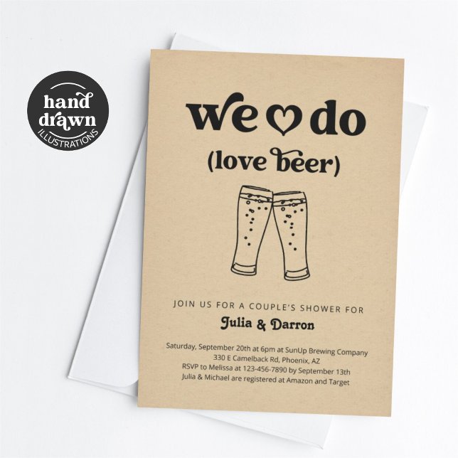 We Do Love Beer Couples Wedding Shower Engagement Invitation (Creator Uploaded)