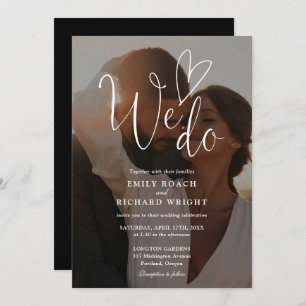 We Do Love Elegant Script QR Code Photo Wedding Invitation