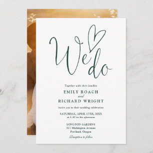 We Do Love Heart Photo Emerald Green Wedding Invitation