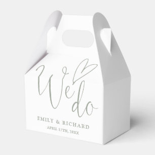 We Do Love Heart Sage Green Wedding Favour Box