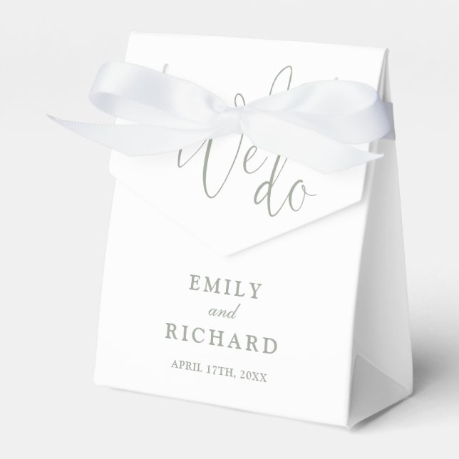 We Do Love Heart Sage Green Wedding Favour Box (Front Side)