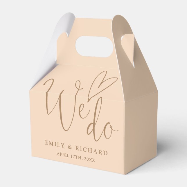 We Do Love Heart Soft Peach Wedding Favour Box (Front Side)