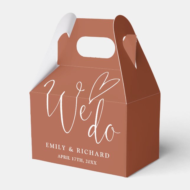 We Do Love Heart Terracotta Wedding Favour Box (Front Side)