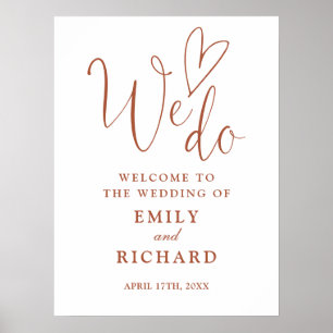 We Do Love Heart Terracotta Wedding Welcome Sign