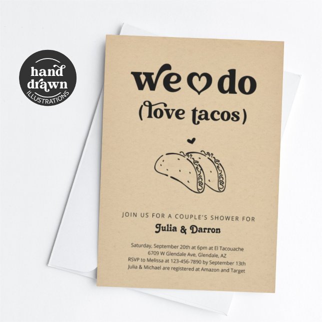 We Do Love Tacos Couples Wedding Shower Engagement Invitation (Creator Uploaded)