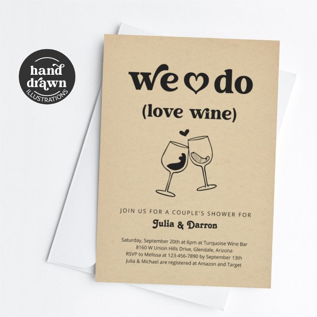 We Do Love Wine Couples Wedding Shower Engagement Invitation (Creator Uploaded)