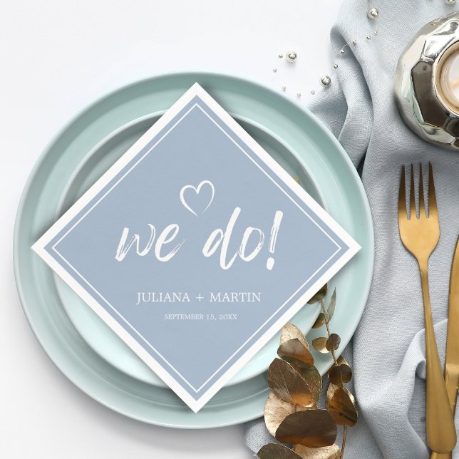 We do Minimalist Modern Simple Blue Wedding Napkin (Creator Uploaded)