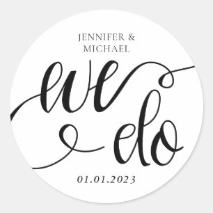 We do minimalist simple script classic round sticker
