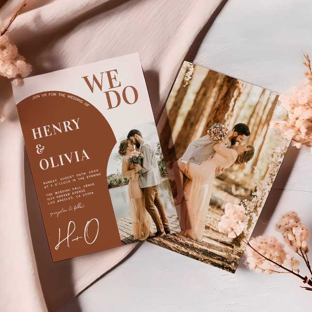 We Do | Modern Arch Terracotta Bold Wedding Invitation (Creator Uploaded)