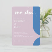 We Do Modern Bold Blue & Purple Retro Abstract Invitation (Standing Front)