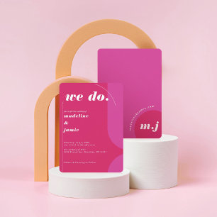 We Do Modern Bold Pink Magenta Retro Abstract Invitation