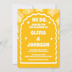 We Do Modern Bold Sunshine Wavy Arch Wedding Invitation