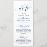 We do, Modern Navy Blue Script, Wedding Ceremony