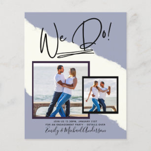 We Do! PHOTO Engagement Party Invitations Budget Flyer