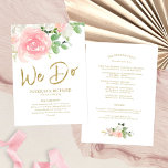 We Do Pink Blush Roses Floral Gold Wedding Program Programme<br><div class="desc">We Do Pink Blush Roses Floral Gold Wedding Program</div>