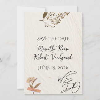 WE DO Pressed flowers Natural and Simple Wedding Invitation