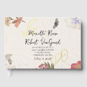 WE DO Pressed Flowers Shabby Garden Chic Wedding  Guest Book