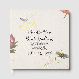 WE DO Pressed Flowers Shabby Garden Chic Wedding  Guest Book