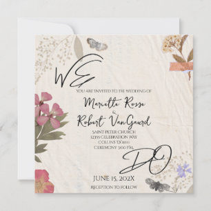 WE DO Pressed Flowers Shabby Garden Chic Wedding Invitation
