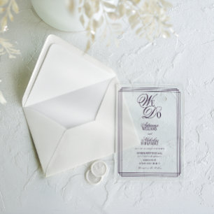 We Do Purple Old Money Wedding Acrylic Invitations