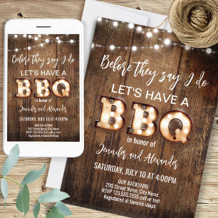 We Do Retro Rustic Engagement Party Invitation