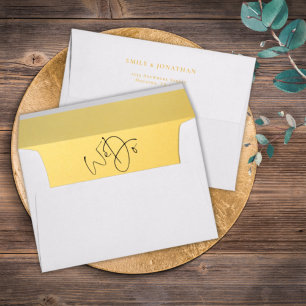 We Do Return Address Faux Gold Foil Wedding A7 Envelope