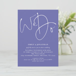 We Do Script Blue QR Wedding Invitation