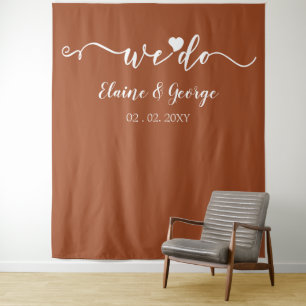 We Do Script Heart Wedding Photo Prop Backdrop Tapestry