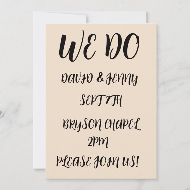 WE DO Script wedding custom invitations (Front)