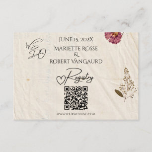 WE DO Shabby Chic Wedding Pressed Flower Registry Enclosure Card
