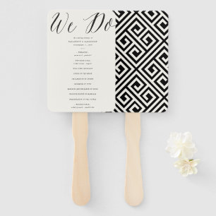 We Do Simple Script Geometric Chic Wedding Program Hand Fan
