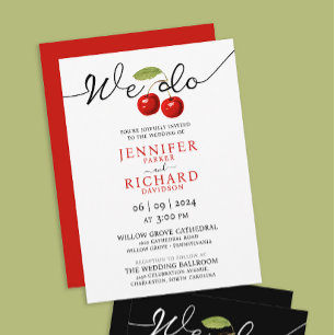 We do Simple White And Red Cherries Fruits Wedding Invitation