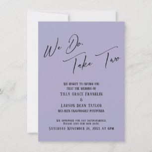 We Do, Take Two Delayed Wedding Dusty Purple Invitation