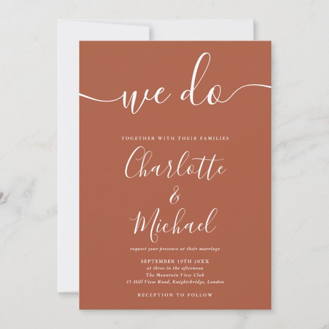 We Do Terracotta Modern Minimalist Wedding Invitation (Front)