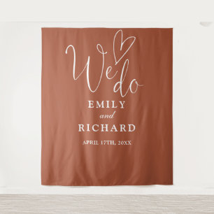 We Do Terracotta Wedding Photo Backdrop Tapestry