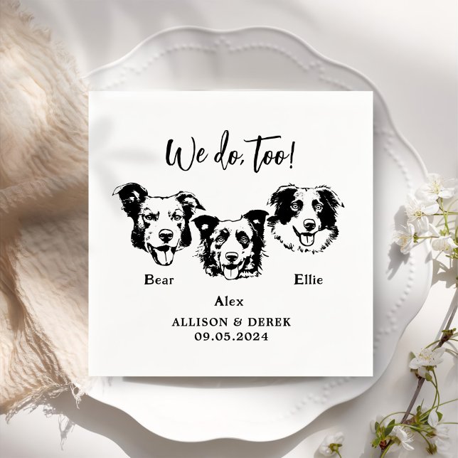 We Do Too Pets Custom Hand Drawing Wedding Napkin (Creator Uploaded)