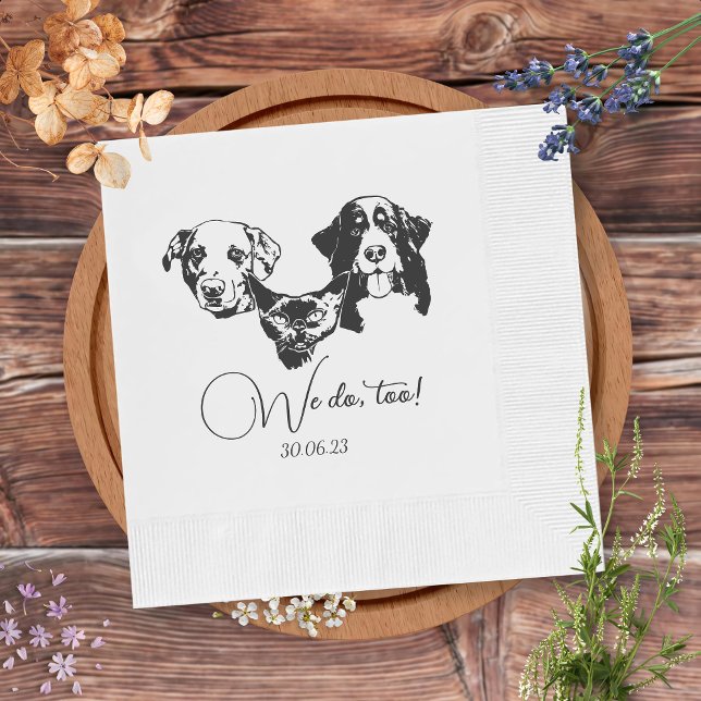 We Do Too Pets Custom Hand Drawing Wedding Napkin (Creator Uploaded)