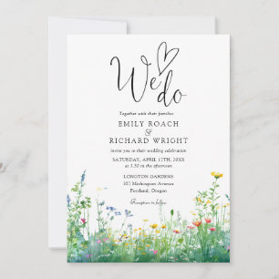 We Do Watercolor Wildflowers QR Code Wedding Invitation